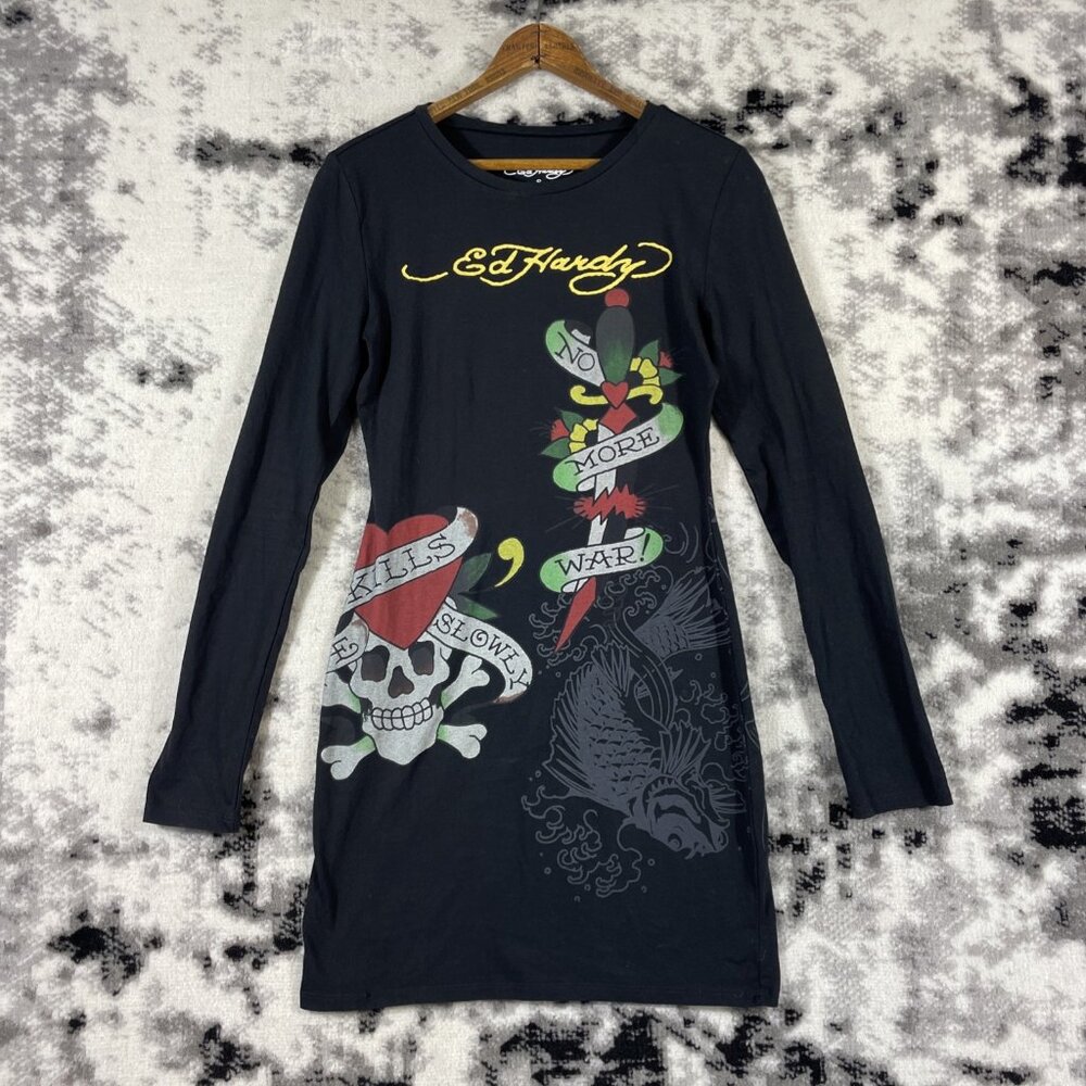 chinese dress ladies Ed Hardy Women's Revenge Long Sleeve Dress Black